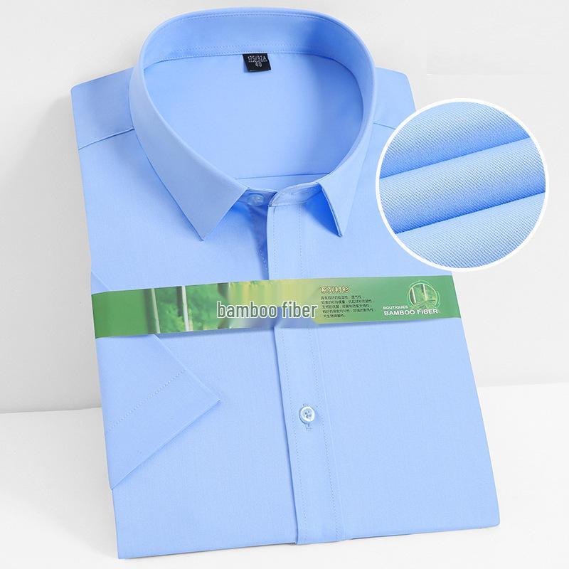 Men's Bamboo Fiber Wrinkle-Resistant Breathable Shirt - Summer Cool, Long/Short Sleeve, Solid White, High-End Professional