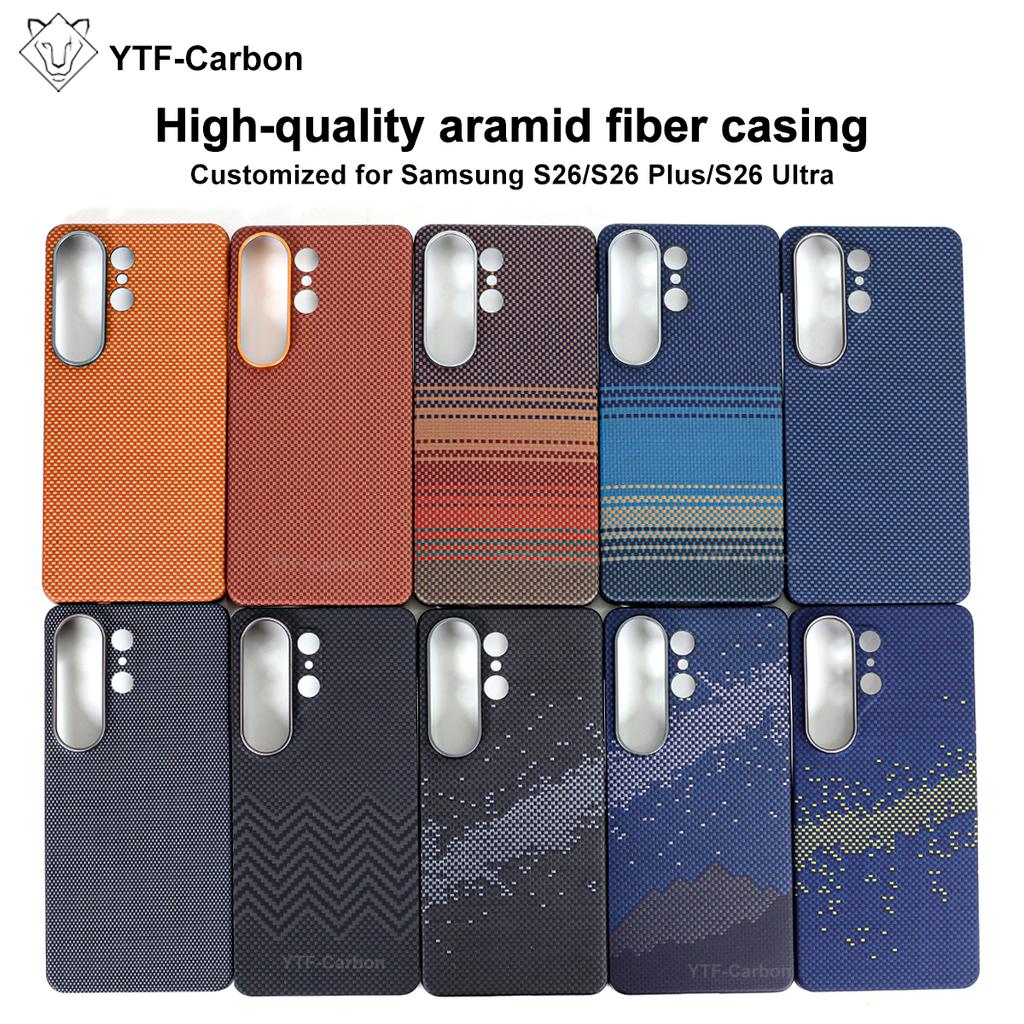 YTF-carbon Luxury Real Kevlar Case for Samsung Galaxy S26 Ultra/S26Plus/S26, Aramid Fiber Magnetic MagSafe Cover