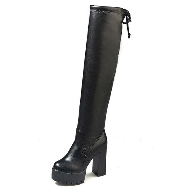 Plataforma de cuero Botas largas sobre la rodilla Botas plataforma Sexy  Mujer Otoño Invierno Muslo Botas Altas comprar a buen precio — entrega  gratuita, reseñas reales con fotos — Joom