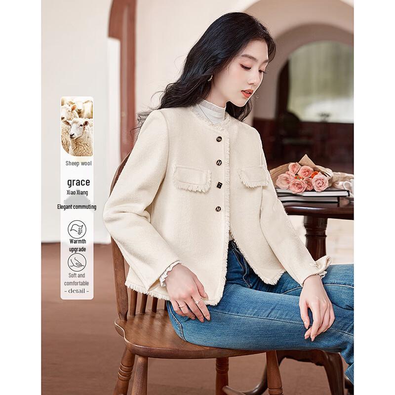 

Women s Elegant Short Wool Blend Coat S