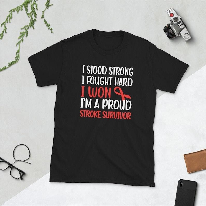 new style Stroke Awareness Month Red Ribbon Warrior letters printed Tshirt tops Adult Unisex Allmatch shirt shor TShirt