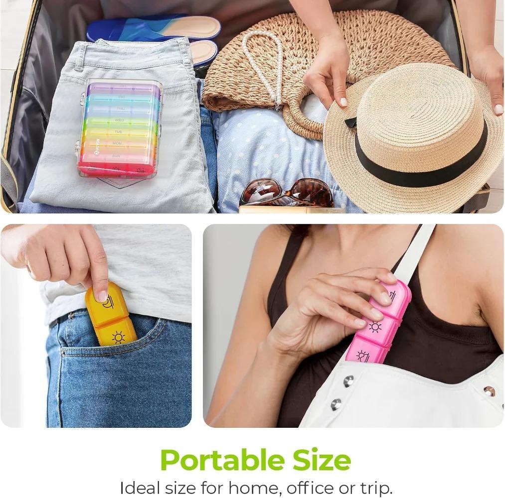 Premuim Weekly Pill Box Cases Organizer Large 7 Day Pill Box 3 Times A Day Container Portable for Medication Vitamins Fish Oil