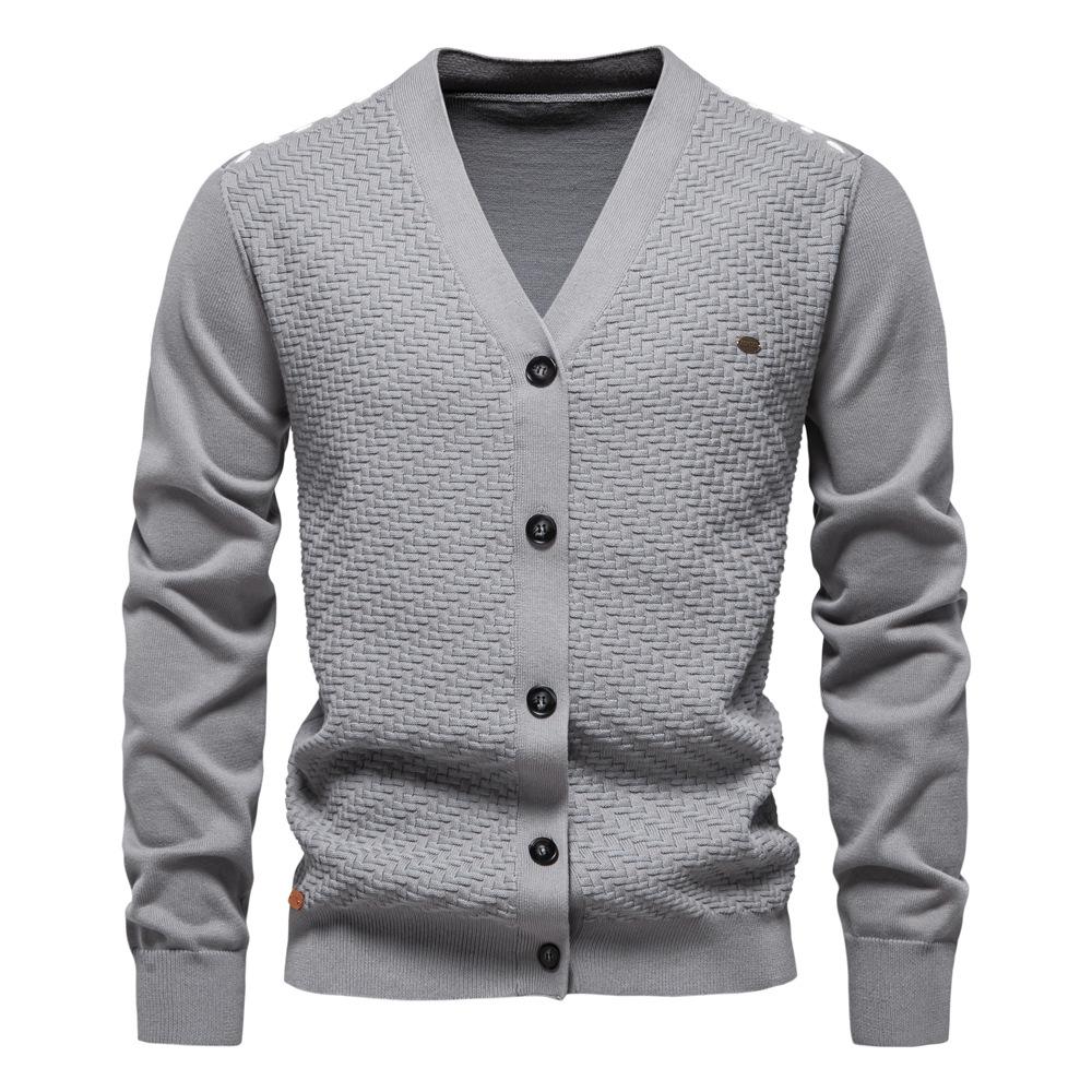 Men s Vintage Long Sleeve Cardigan Sweater Button-up Lightweight Casual V Neck Cardigans Knitted Sweaters for Men S серый
