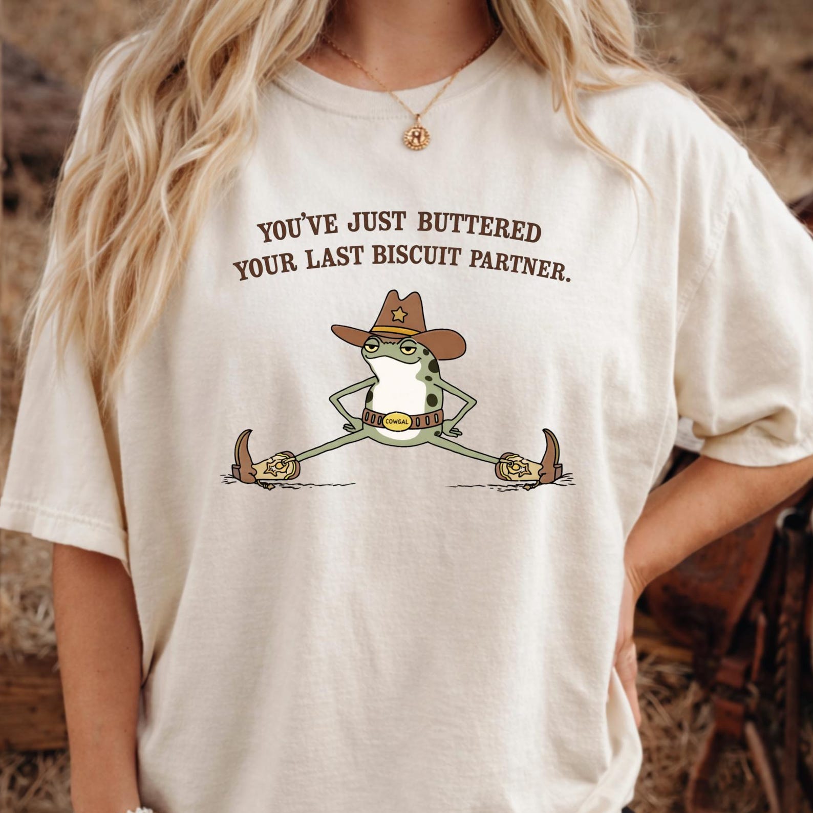 Funny Cowgirl Frog Shirt – Western Graphic Tee, Sarcastic Quote L