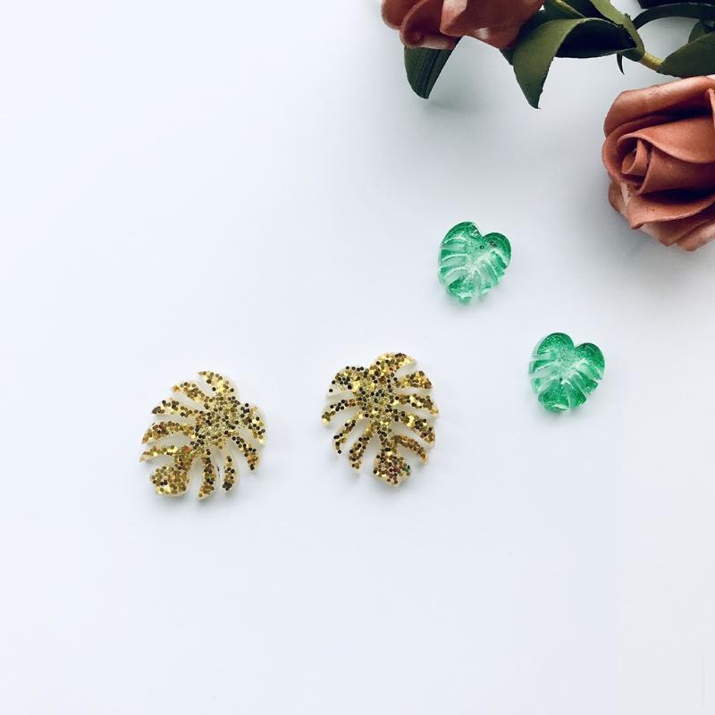 Monstera Leaves Ear Studs Combination Earring Form Epoxy Żywica Biżuteria Forma Żywica Odlew Wisiorek Forma do DIY