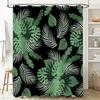 Green Tropical Leaf Print Shower Curtain Waterproof Decorative Bathroom Hanging Cloth 72 X 84 Inch (Black White Green)