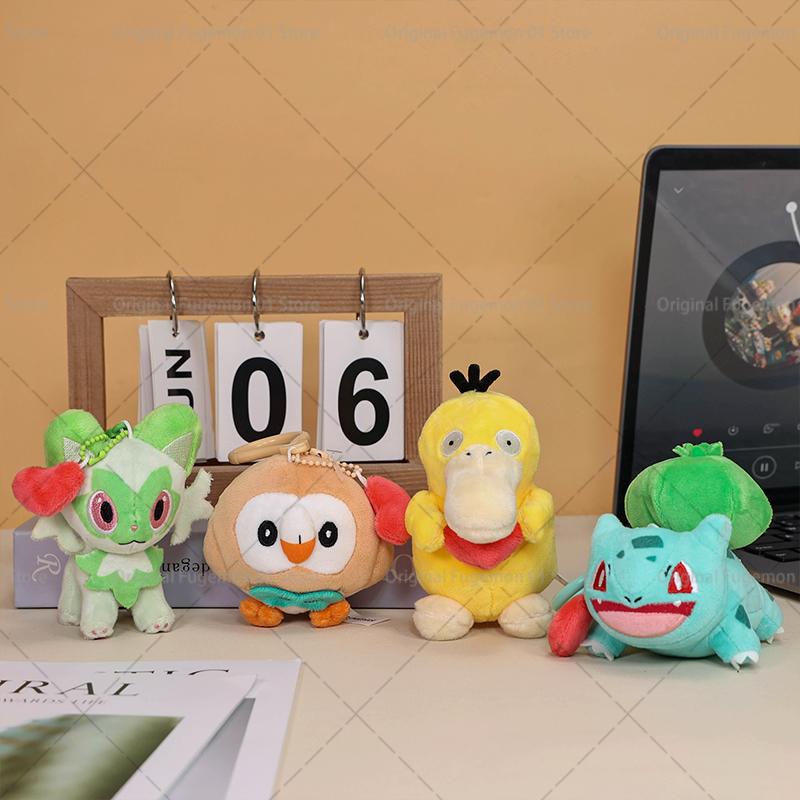 32 Styles Original Pokemon Plush Keychain Pikachu Bulbasaur Gengar Mimikyu Plusle Minun Kawaii Backpack Pendant Keyring Present