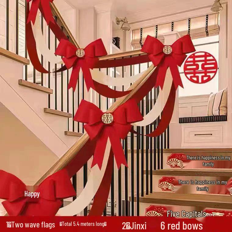 Wedding Stair Railing Decoration Package with Balloons and Flowers: Full Set for Handrail and Escalator