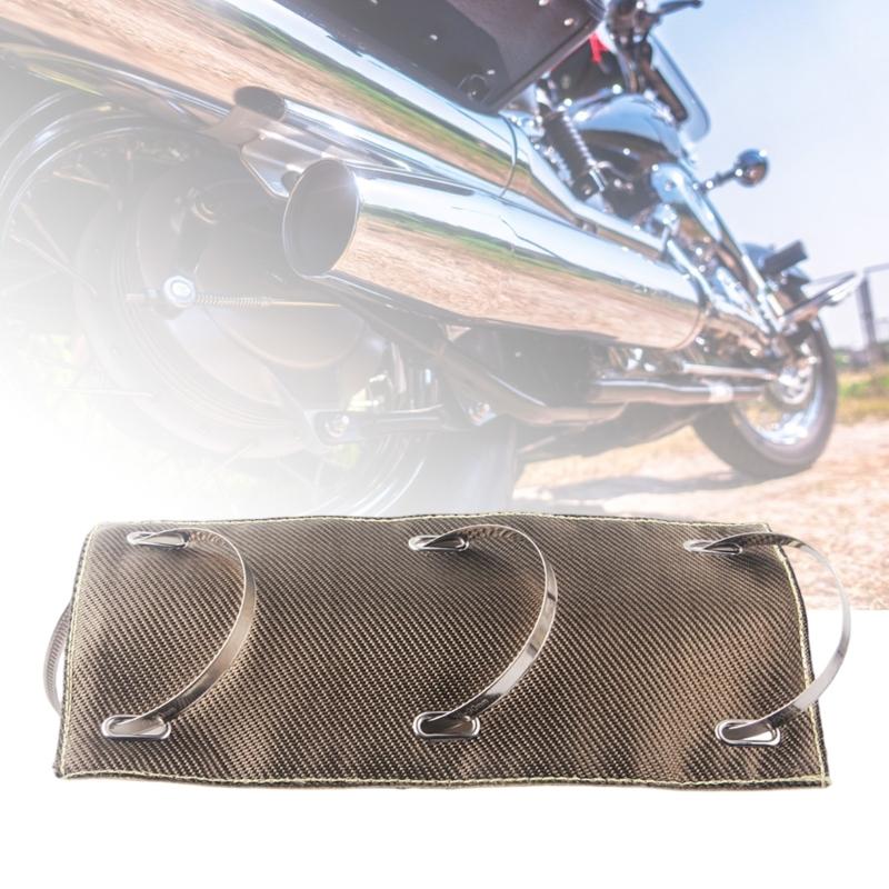 Exhaust Heat Barrier Wrap Kit 6 x 12 In for Exhaust Pipes and Manifolds, Flexible Double-Layer Fabric Panel with 3 Stainless Steel Retainers
