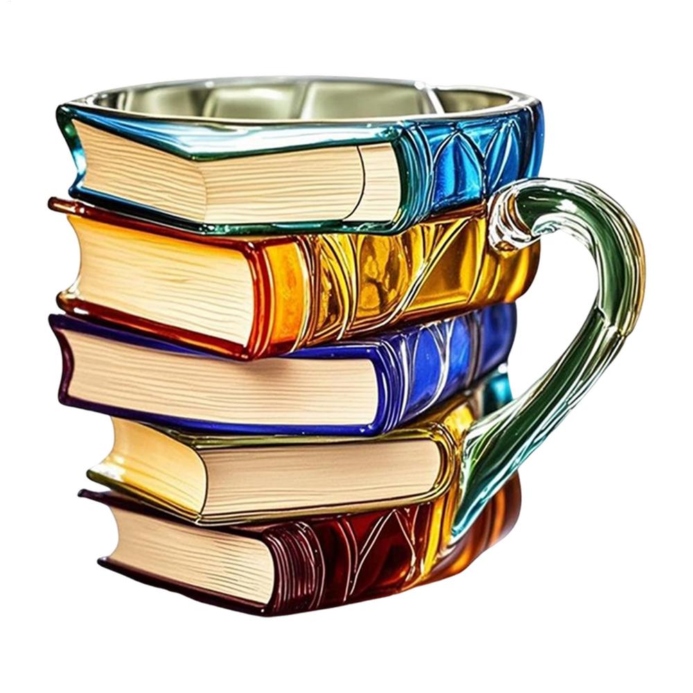 

Painted Book Mug Novelty 3d Painted Books Coffee Mug Unique Books Stack Coffee Cup Collection Gifts For Literature Lovers Book Mug