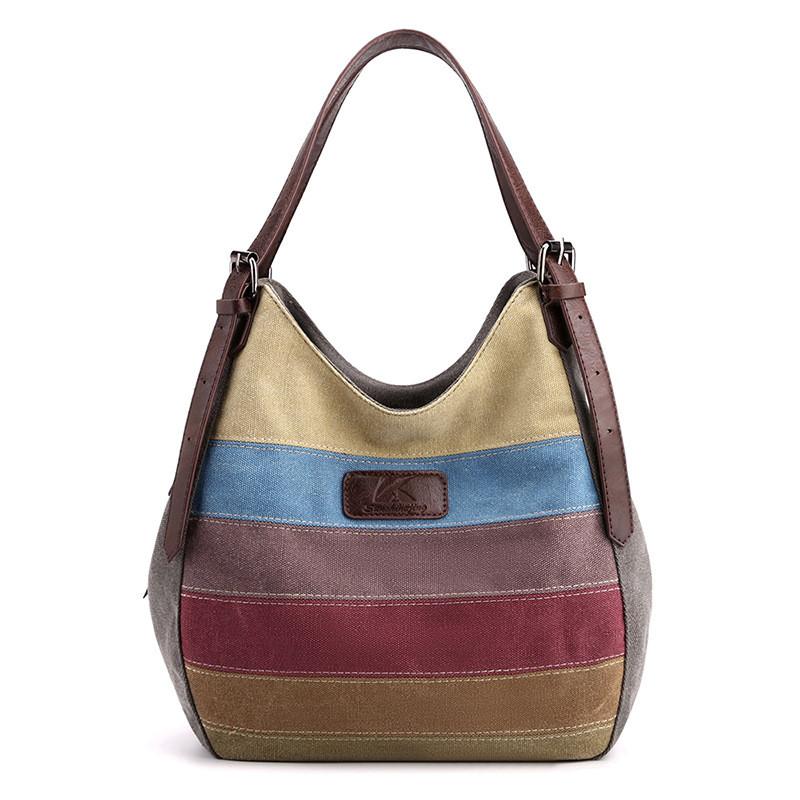 Canvas-Tragetasche für Damen mit Reißverschlusstaschen Urbaner Minimalistischer Stil Große Kapazität