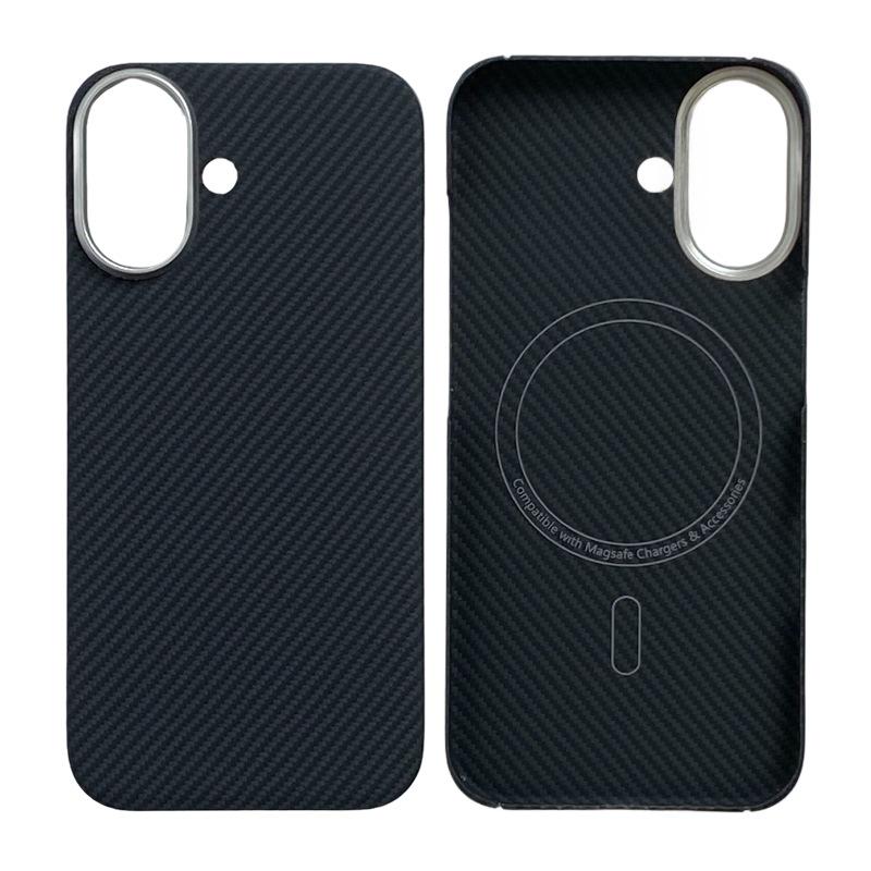 Apple iPhone 17 Ultra-thin Kevlar Case with Magnetic Suction, Alloy Frame, Aramid Fiber, and Half-wrapped Design