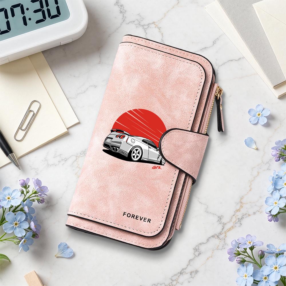 Stylish Car Pattern Long Wallet Casual Portable Card Holder Fashion Daily Use Purse