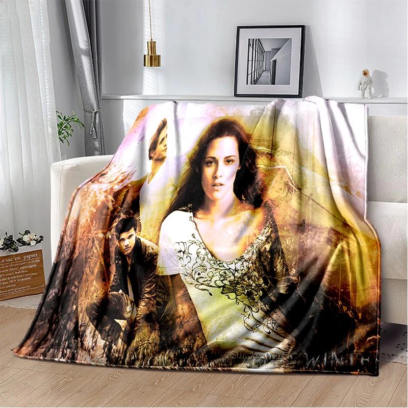 Twilight Movie Printed Blanket Vampire Love Story Flannel Throw Blanket Werewolf Soft Lightweight Warm Blanket Bed Sofa Cover