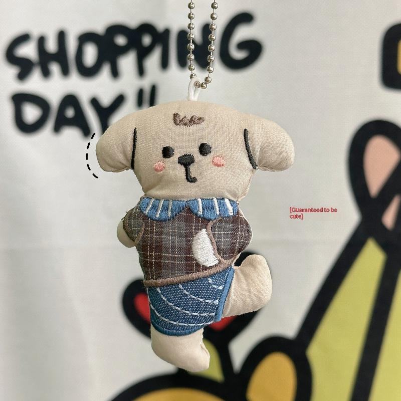 Mini Cute Plush Animal Doll Keychain Ins Style Bear Rabbit Dog Stuffed Pendant for Backpack Car Key Hanging Ornament