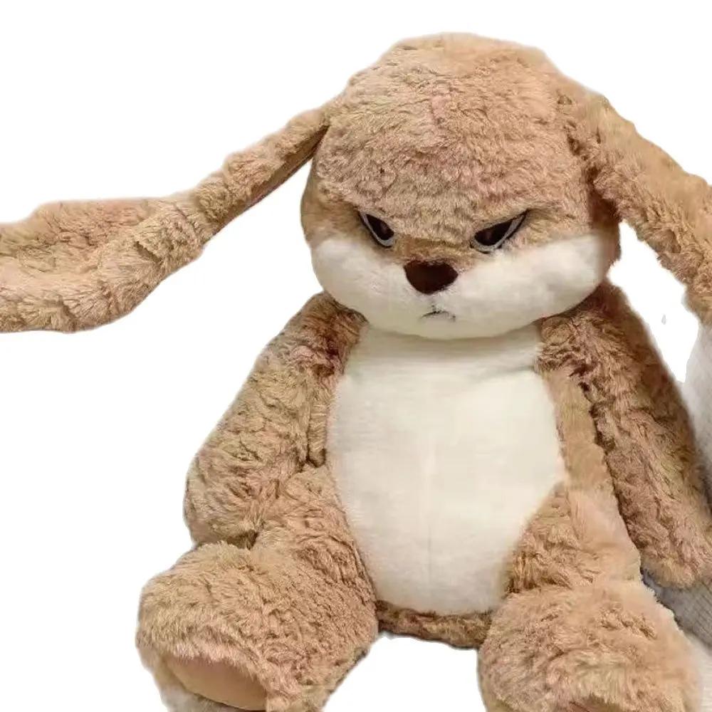 Peluche coniglio carino 35CM, orecchie lunghe, capelli lunghi, grande cuscino da coccolare, bambola animale coniglio, regalo di Natale e compleanno per bambini