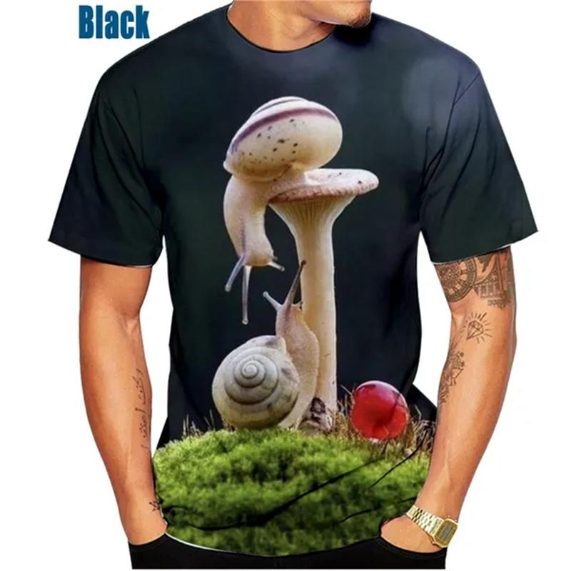 Funny Mushroom Pattern Men's Women's T-shirts Snail 3d Print Summer Fashion Tops Oversized Graphic Tee Comfortable Top