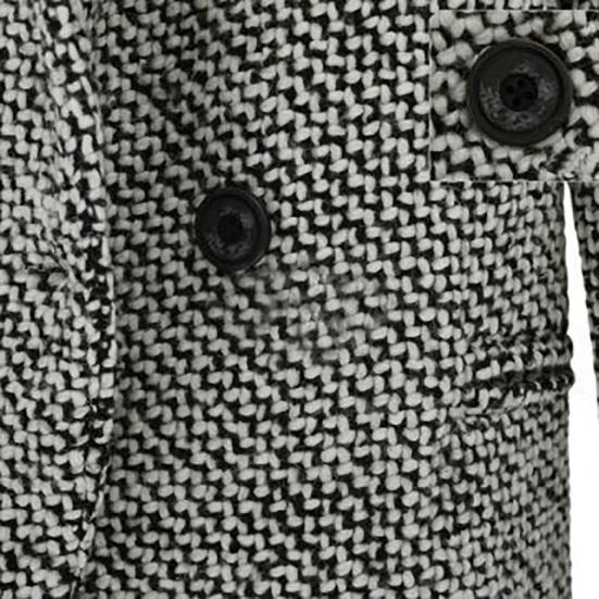 Coat Plaid Single Button Woolen Plaid Coat with Pocket for Daily Life