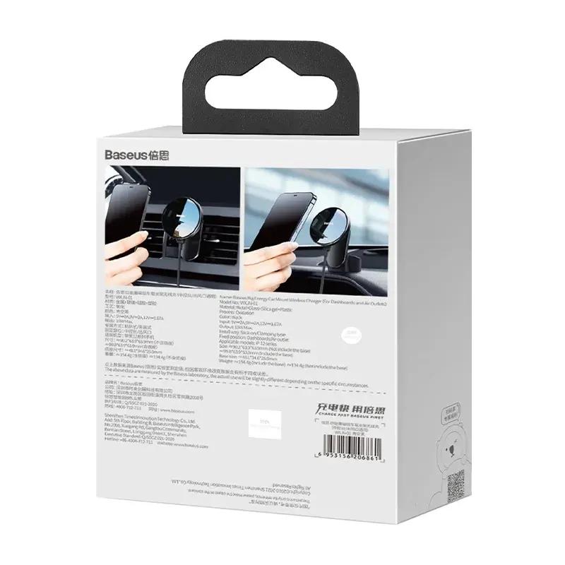 Uchwyt Samochodowy Baseus Big Energy Z Ładowarką Indukcyjną 15W Do Serii Iphone 12 / Iphone 13 (Czarny)