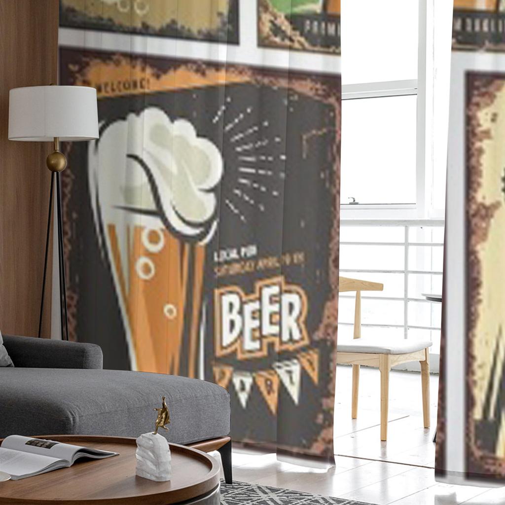 Zestaw Retro Szyldów Piwnych Tiulowe Przezroczyste Zasłony Okienne Do Salonu Sypialni Nowoczesne Szyfonowe Woalowe Organzowe Zasłony Dekoracyjne