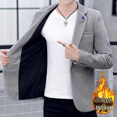 Herren Nerz Samt Slim Fit Anzug - Herbst/Winter Koreanischer Stil, Jugendlich, Plus Samt & Dicke Wolle.