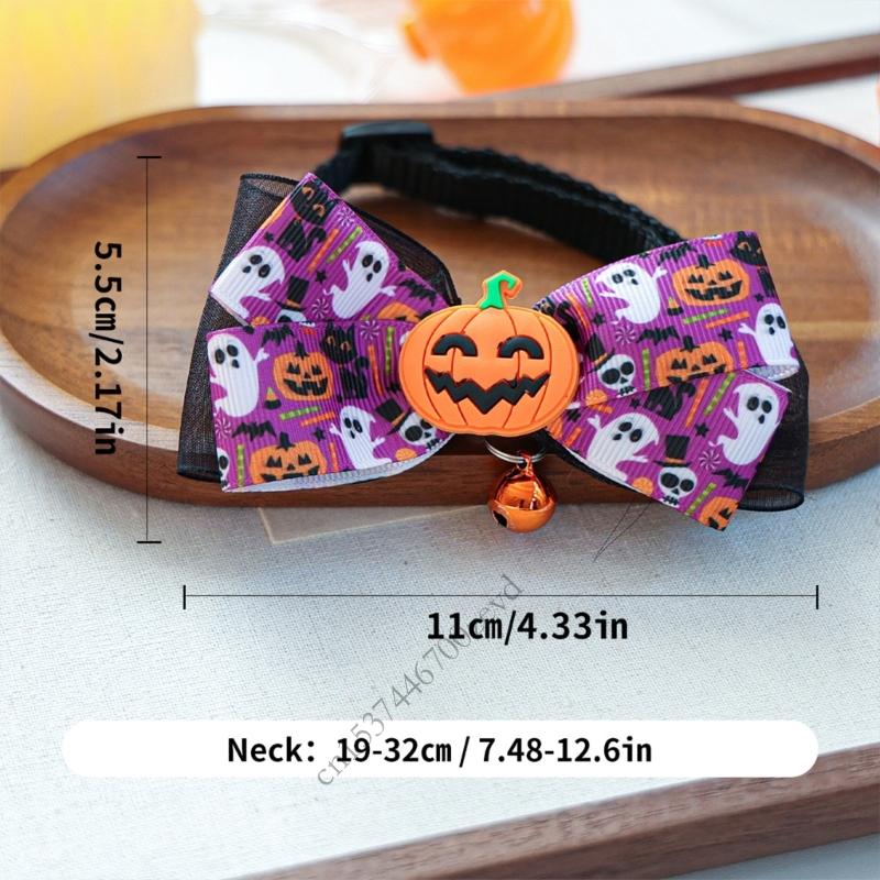 Halloween Pet Collar Reflective Adjustable Dog Cats Neckband Necklace Safe Portable Polyester Parties Accessory P9YB