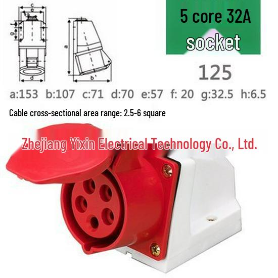 Solid Copper Waterproof Aviation Plug, 3/4/5 Pin, 16A/32A Connector