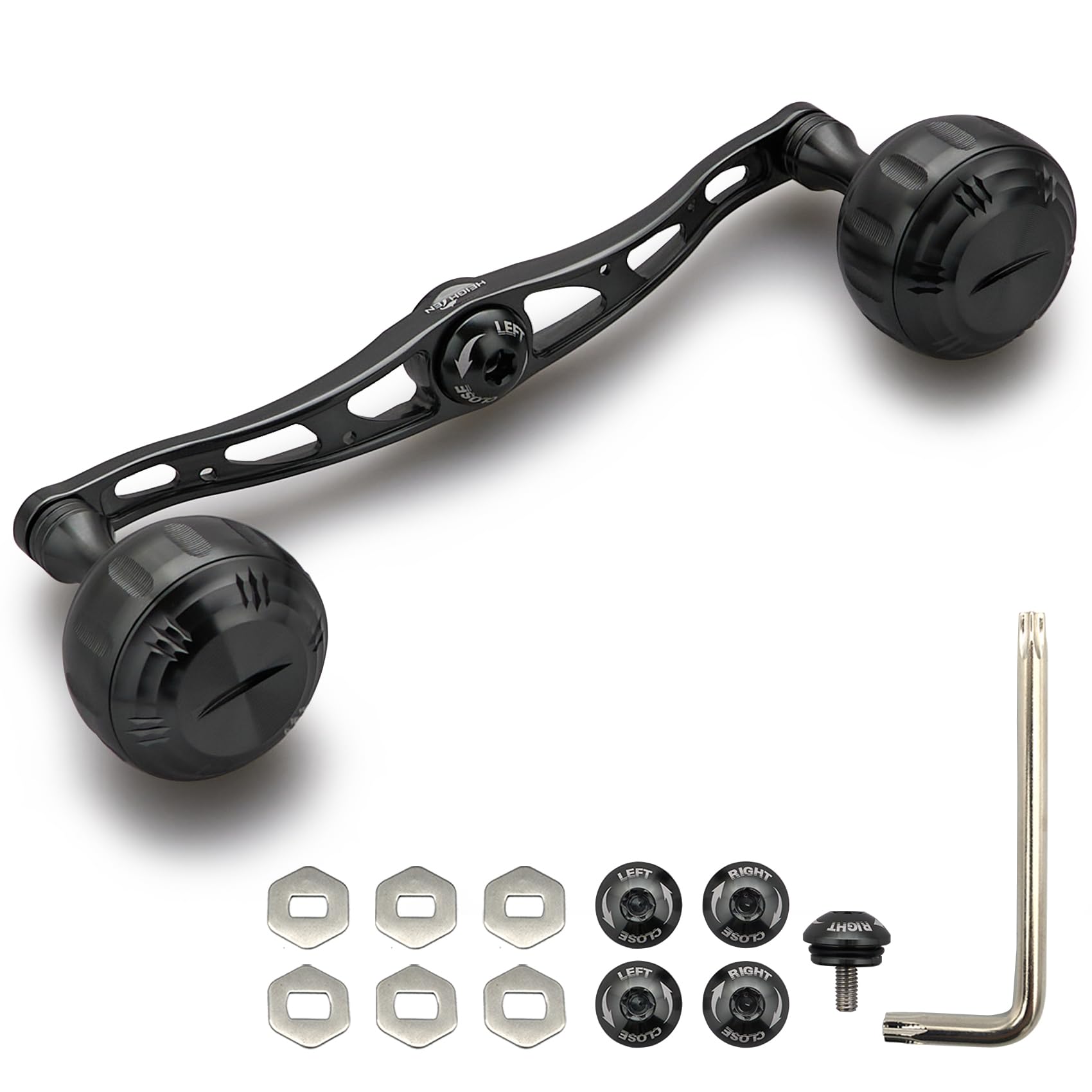 

HEIGHTEN 130mm Baitcasting Reel Handle, 70% Aviation Aluminum, Compatible with Shimano, Daiwa, and Abu Garcia Baitcasting Reels (Dark Gray) (0057)