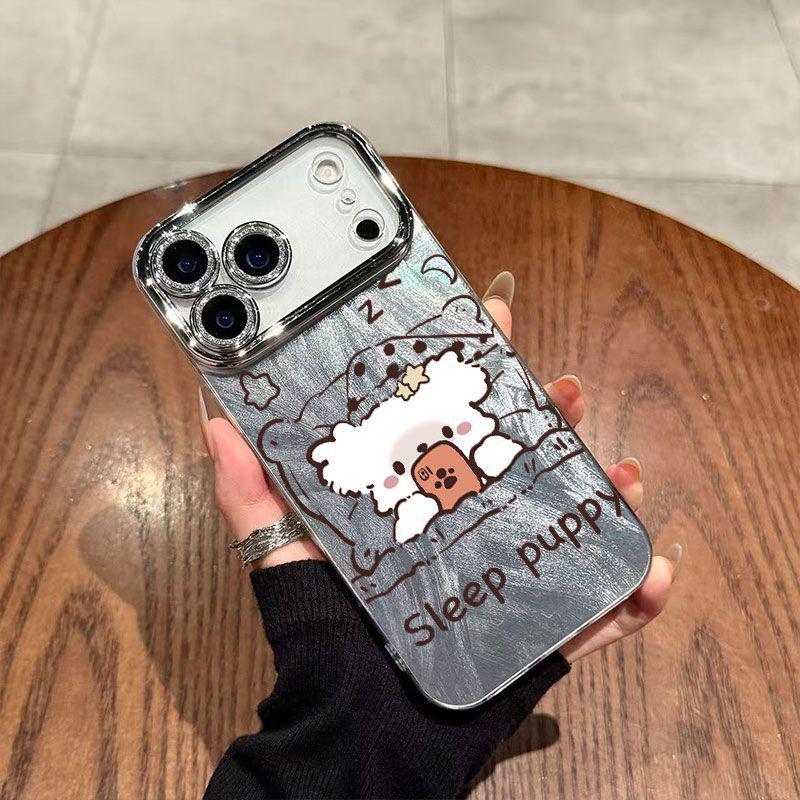 

Late Night Little Dog Gauze Rhinestone Case for Apple 17 Pro Max/16 Pro Phones Apple 12 Pro