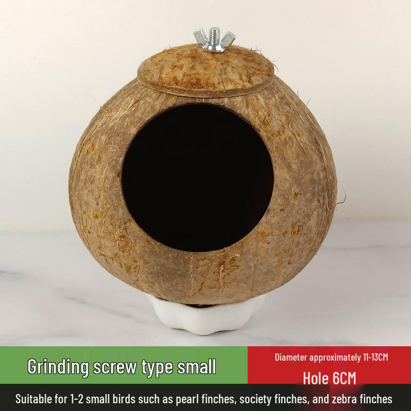 Coconut Shell Parrot & Finch Bird Nest - Natural Straw Woven Habitat for Small Birds