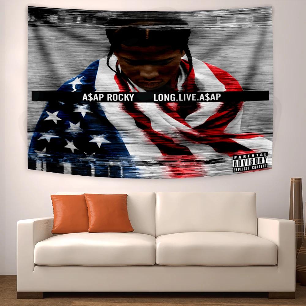 VIKAMA Rakim Mayers ASAP Rocky Wandteppich HipHop Rauchen Meme Wandkunst Trendige Dekoration für Studentenwohnheim Wohnzimmer Schlafzimmer