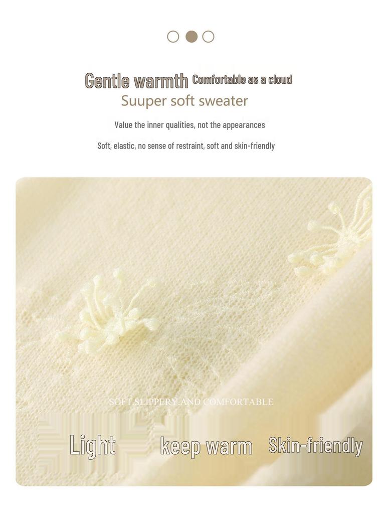 Women's Pure Wool Firework Embroidered White Sweater - Autumn/Winter Loose Knit Pullover