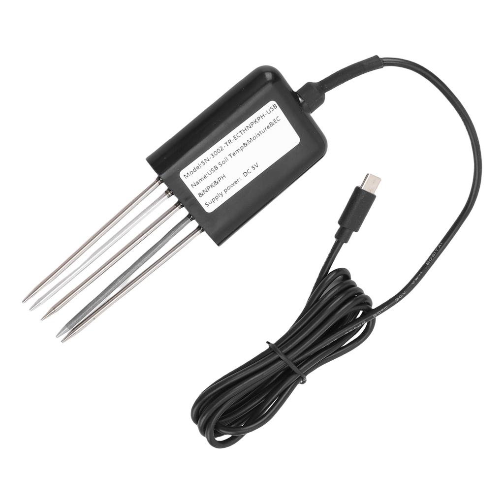 Soil NPK Sensor, 7 In 1 Intelligent Soil Nutrient Fertilizer Tester Probe, Portable USB Temperature Humidity Detector, for Greenhouse, Garden