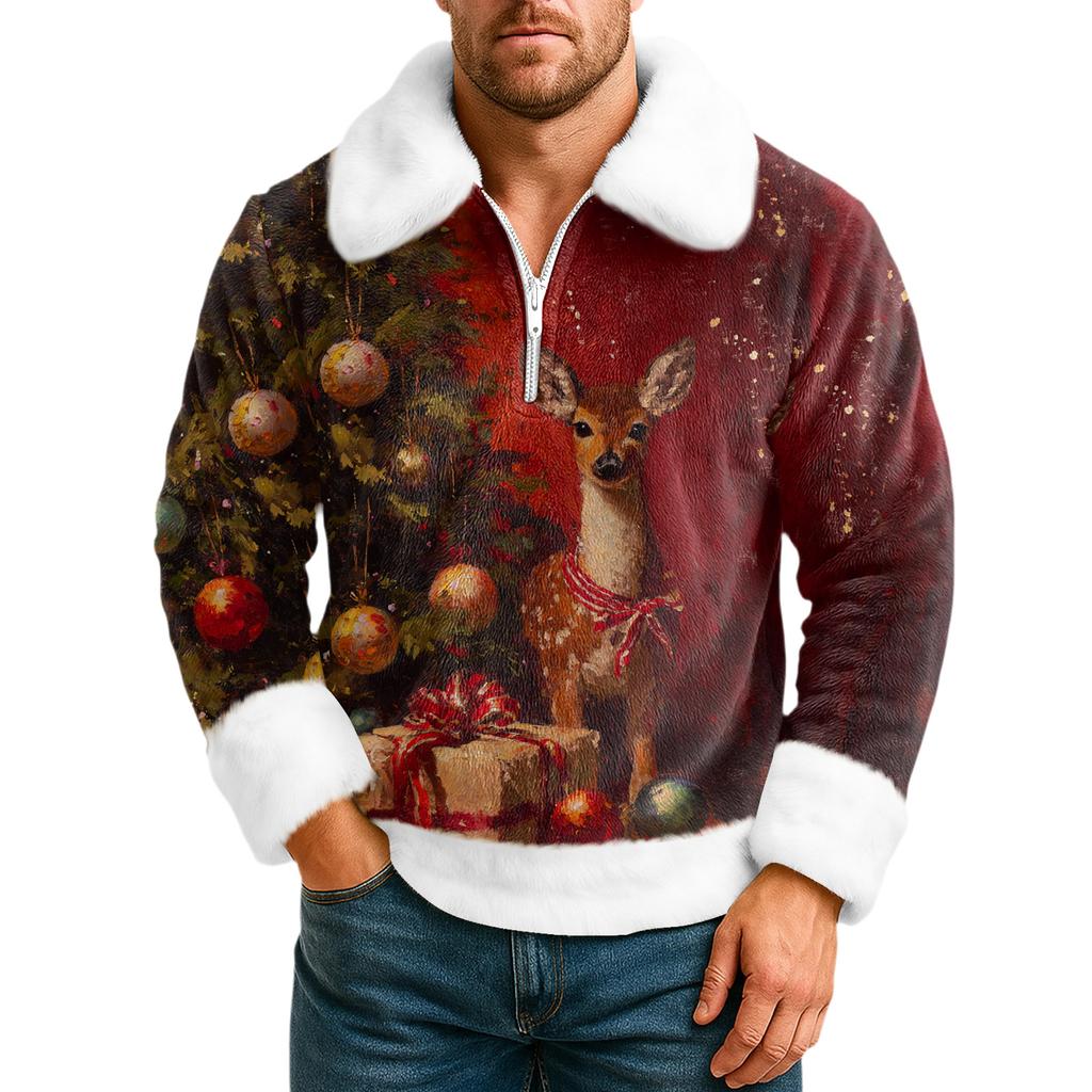 Men's  Leisure  Half   Zipper  Flip  Collar  Hoodie