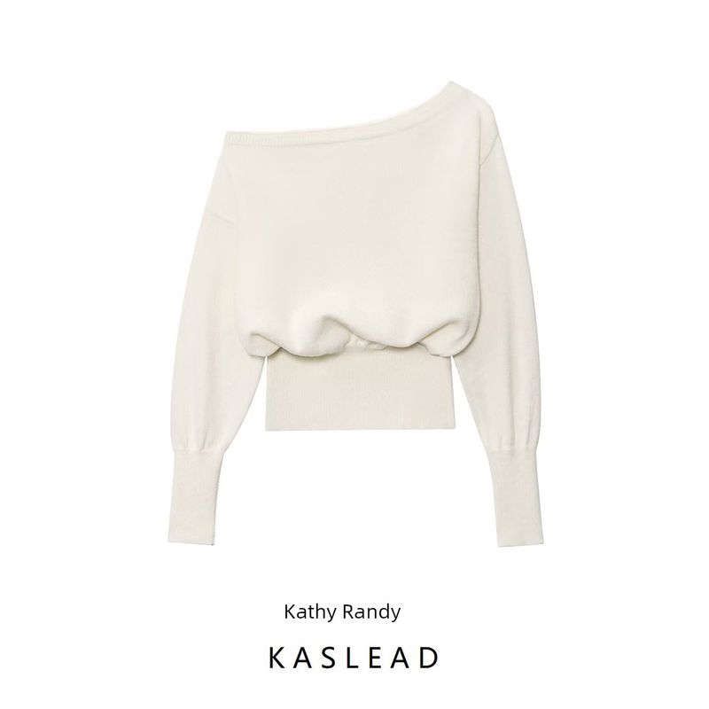Kaslead New Women clothes Western Style Fashion off-Shoulder Loose Slim fit off-Shoulder Base Sweater
