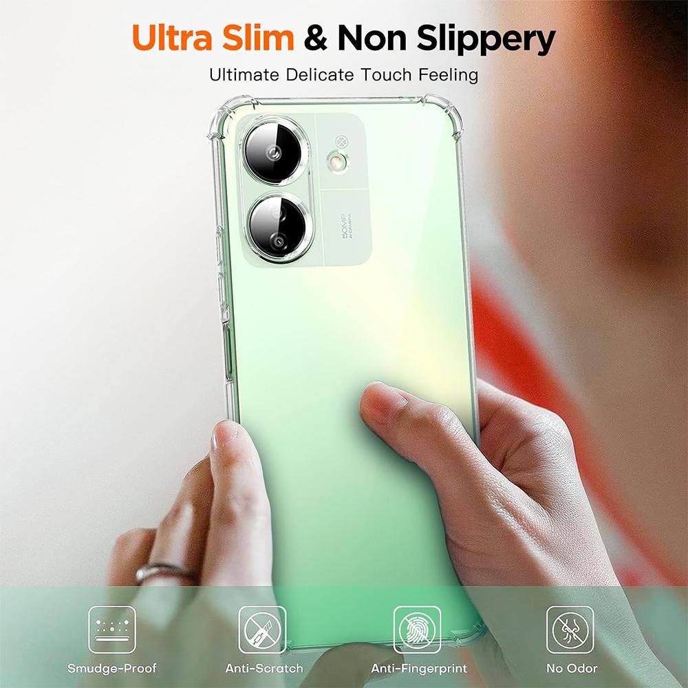 Capa de Silicone Transparente à Prova de Choque Para Xiaomi Redmi 13C 12C 13 4G 5G Macia Ultrafina Transparente TPU Macio Capa Traseira Fundas Capa