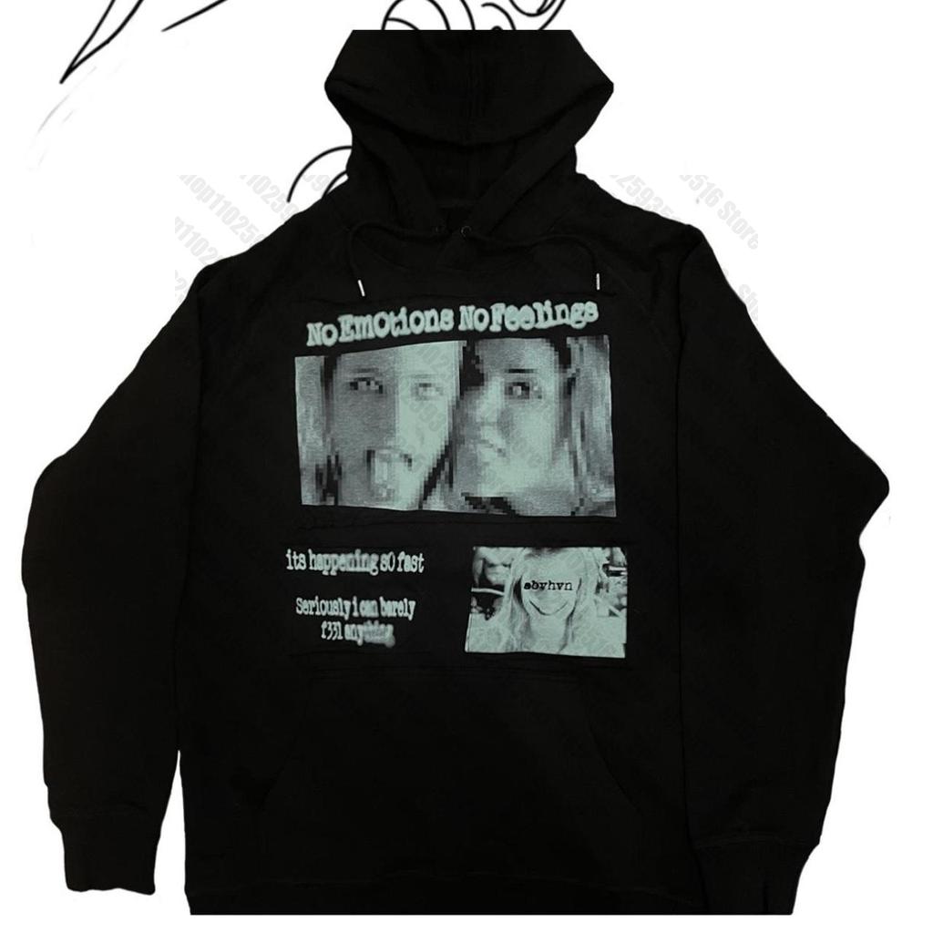 High street punk printed graphs retro street zipper oversized hoodie men's y2k rock personality loose sports hoodie couple tops