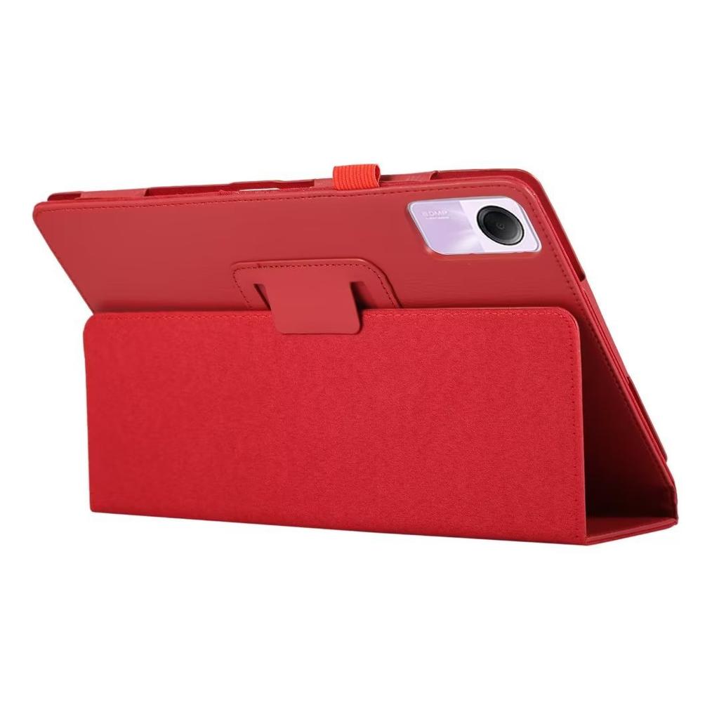 Suitable for Redmi Pad SE 11-inch Flat Leather Case, Solid Color Lychee Pattern Two-fold Bracket Anti-drop Protective Cover