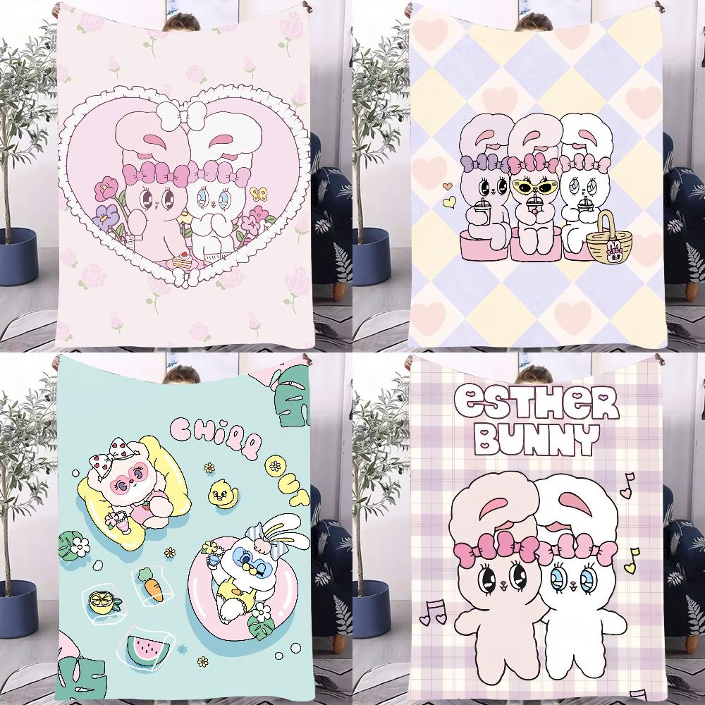 Cartoon Pink E-Esther B-Bunny Blanket Soft and Skin Friendly For Couch Bed Napping Bedspread All Seasons Comforter