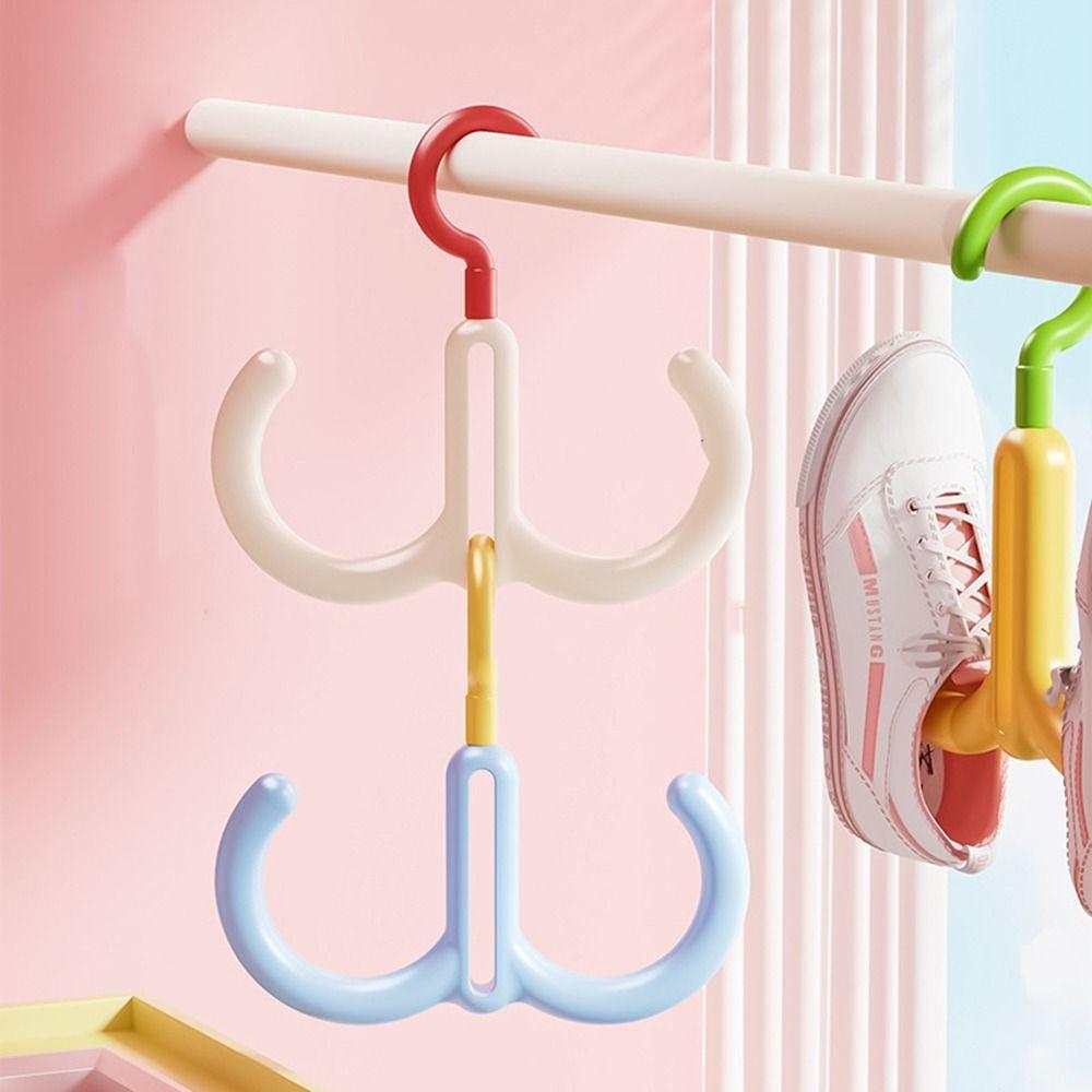 3Pcs Practical Dopamine Rotating Hook Stackable Space Saving Clothing Hanger Hanging Plastic Scarf Hat Bag Organizer Laundry