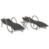 VidaXL Chaises longues lot de 2 avec table gris clair résine tressée, lit de bronzage, chaise longue d'extérieur, lit de 368268