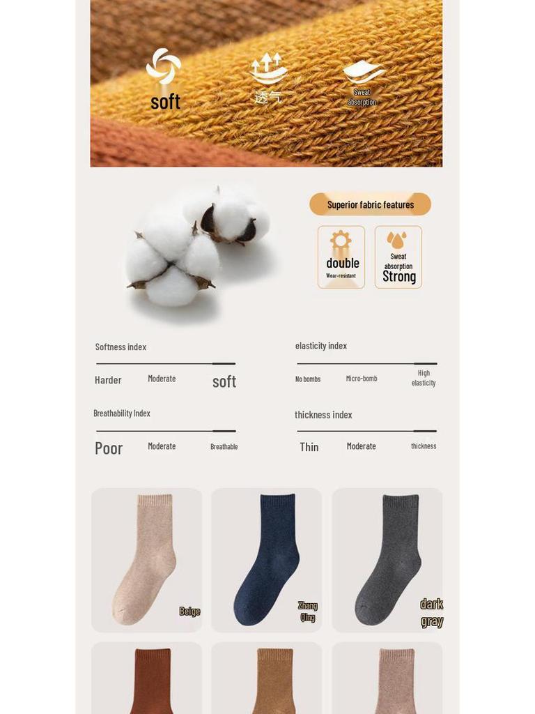 Autumn & Winter Thickened Terry Cotton Socks - Mid-Calf To Over-the-Knee Length, Warm & Cozy