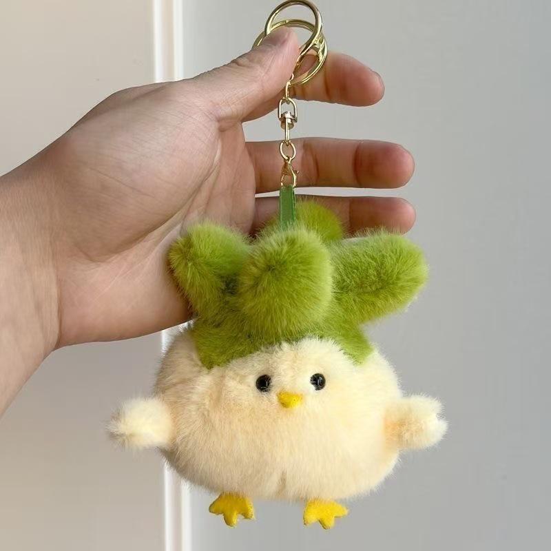 White Little Chicken Sound Plush Keychain Doll Pendant