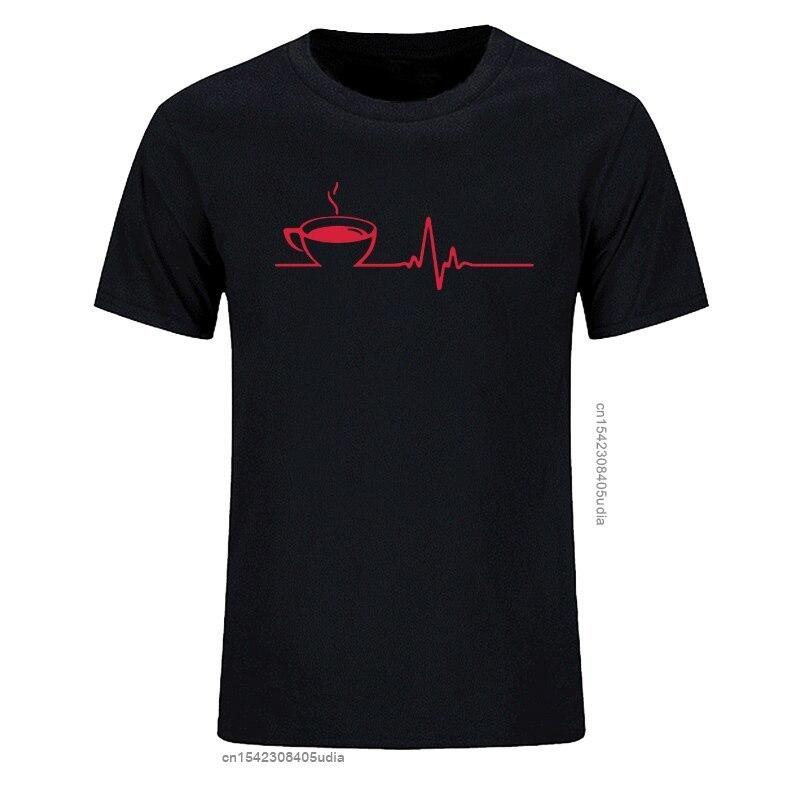 T Shirt Brand Men Short Sleeve Round Collar Coffee Heartbeat Camisas Casual The Funny Tshirt Printing T Shirts