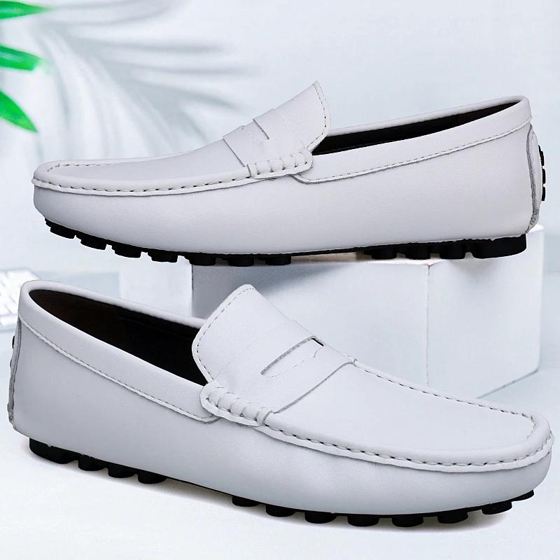 Men's 5cm Height Increasing Shoes Elevator Sneakers Split Leather Casual Driver Loafers Comfortable Fashion Lift Footwears