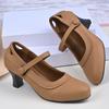 New women's retro Mary Jane high heels large size thick heel lace round head high heels single shoes