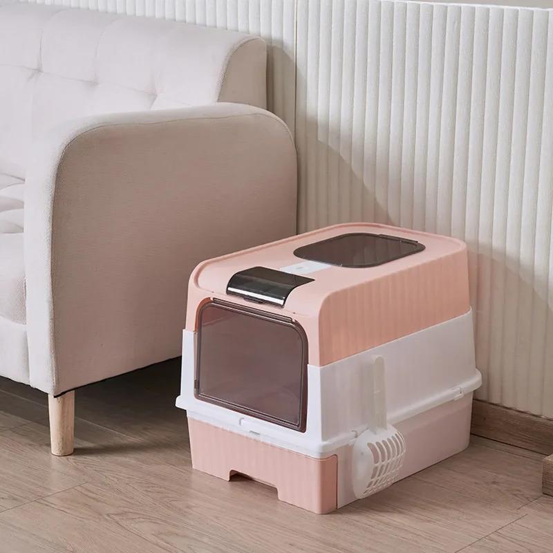 Fully Enclosed Cat Litter Box with Drawer, Odor Control Splash Proof Toilet, UV Sterilization, Large Hooded Kitty Litter Tray