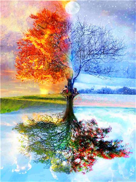 Diamond Painting Kit Tree Landscape Full Square/round Embroidery Mosaic Fantasy Landscape Home Decor