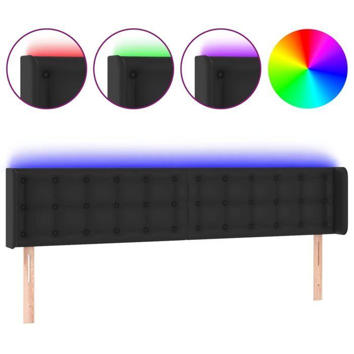 VidaXL Tête de Lit à LED Meuble de Chambre à Coucher Accessoire de Lit Double Tête de Cadre de Lit Intérieur Noir 3123338