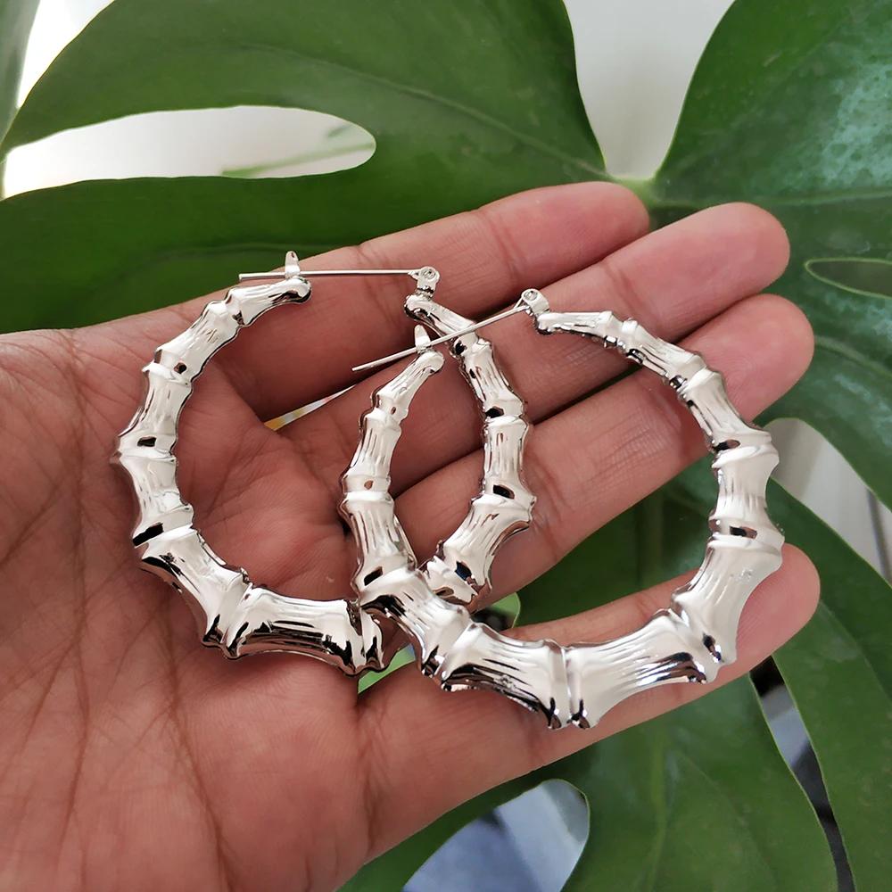 SoHeiße Trendige Bambus-Creolen Ohrringe Damen Weiblich Gold Silber Farbe Farbe Klassischer Schmuck